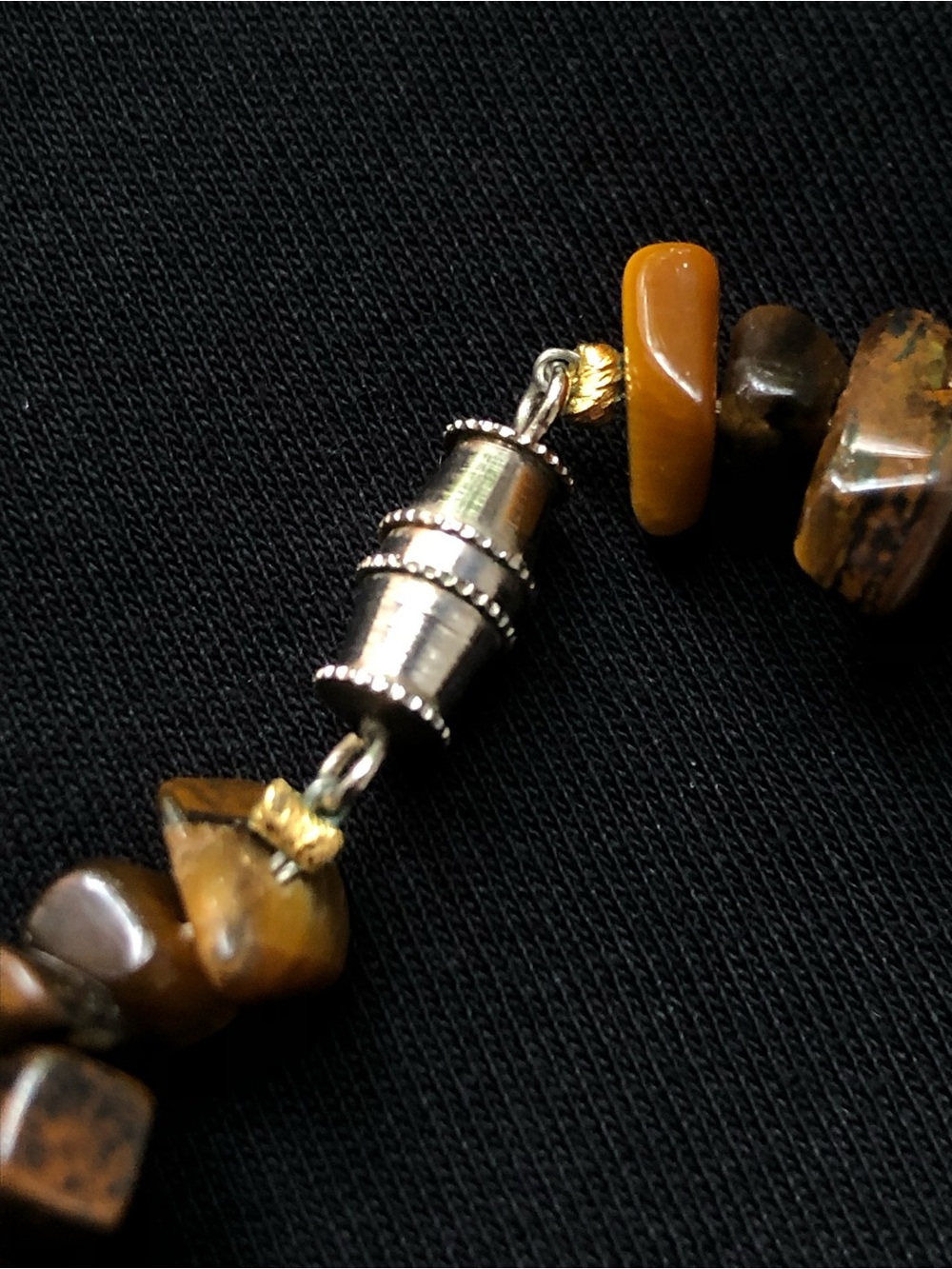 Tiger Eye, Gold and Cream Beaded Necklace - Picture 5 of 5